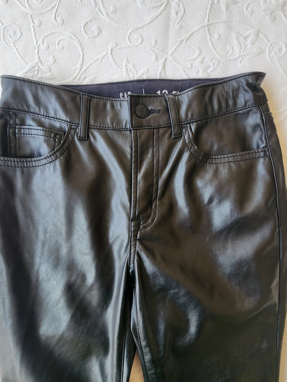 GAP Kids Faux Leather Flare Pants High Rise Black Size 12